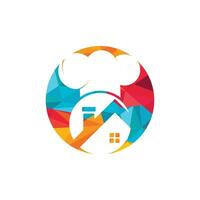 diseño del logotipo del icono del chef casero. cocinar en el diseño del logo del vector de casa.