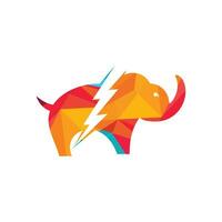 Elephant thunder vector logo design. Power elephant logo concept.