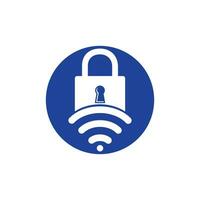 Padlock logo with signal vector design. Safe and signal symbol or icon.