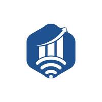 diseño de logotipo de vector de estadística wifi. diseño de icono de logotipo analítico wifi.