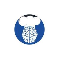 concepto de diseño de logotipo de vector de chef inteligente. icono de cerebro y sombrero de chef.