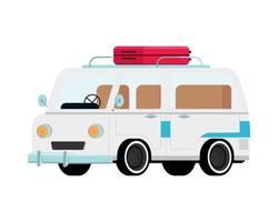 van car and suitcases for road trip vector