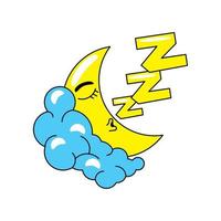 sleeping moon traditional cartoon vector