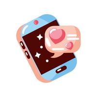 smartphone sending love message vector