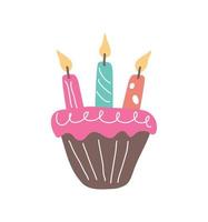 birthday cupcake and candles vector