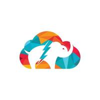 Elephant thunder with cloud vector logo design. Power elephant logo concept.