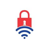 Padlock logo with signal vector design. Safe and signal symbol or icon.