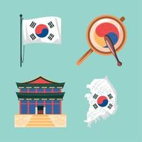 Replubic of Korea, icons set vector