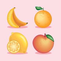 icons set, realistic yellow fruits vector