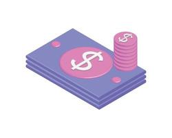isometric money icon vector