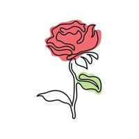 red flower one line vector