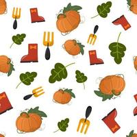 Seamless autumn pattern with pumpkins on a white background. vector