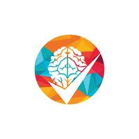 Brain check vector logo design. Brain and tick icon logo.