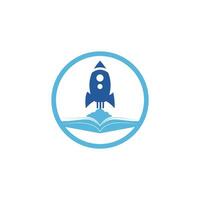 Rocket book vector logo design. Fast eBook logo template design vector.