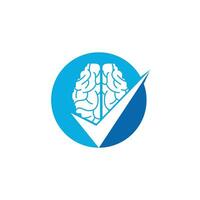 Brain check vector logo design. Brain and tick icon logo.