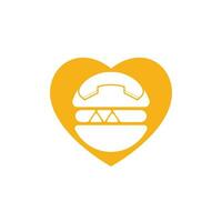 Food call logo design. Burger delivery logo concept. Hamburger and handset icon. vector