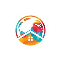 Global home vector logo design template. World house vector logo design concept.