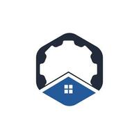 Gear house vector logo design. Gear home technology Logo design template.