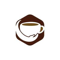 diseño del logotipo del vector de cuidado del café. taza de café y diseño de icono de mano.