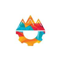 Mountain Gear vector logo design. Nature and mechanic symbol or icon.