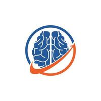 diseño de logotipo de vector de viaje inteligente. diseño de icono de logotipo de viaje cerebral.