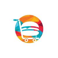 Burger and grocery trolley logo design. Burger and cart icon design. vector