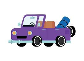 car with bags, road trip vector