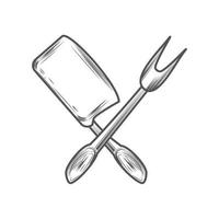 cleaver knife and fork vector