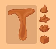 set of sweet caramel realistic vector