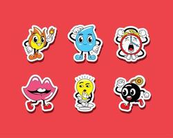 stickers traditional cartoon vector