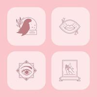 set of beauty badge vector