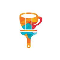 concepto de diseño del logotipo del vector del café del artista. icono de taza de café y pincel de pintura.