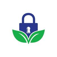 Padlock leaf vector logo design. Nature security lock logo design concept.