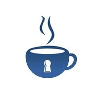 Padlock and coffee mug logo design. Coffee cup logo design combined keyhole. vector