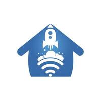 Wifi Rocket vector logo design. Wifi signal with rocket and home icon design.