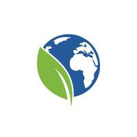 diseño de logotipo de vector de hoja de globo. plantilla de diseño de logotipo orgánico global y natural.