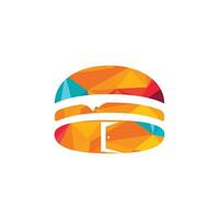 Burger and entrance door icon logo. Food place logo design concept. vector
