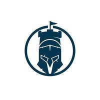 Spartan castle vector logo design template. Warrior Spartan logo design template.