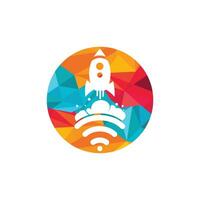 Wifi Rocket vector logo design. Wifi signal symbol and rocket design vector.