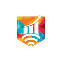 diseño de logotipo de vector de estadística wifi. diseño de icono de logotipo analítico wifi.