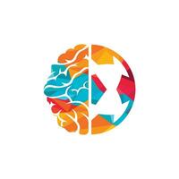 Soccer Brain Logo Icon Design. vector