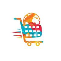 Globe shopping cart vector logo design. Online Shop logo designs concept.