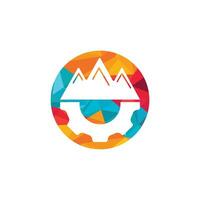 diseño de logotipo vectorial de equipo de montaña. naturaleza y símbolo o icono mecánico. vector