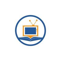 diseño de plantilla de logotipo de vector de tv de libro. plantilla única de diseño de logotipo de librería, biblioteca y medios.