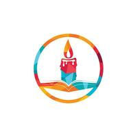 Book light vector logo design. Book and Candle vector logo design template.