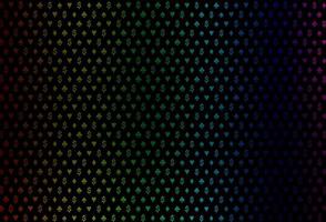 Dark multicolor, rainbow vector pattern with symbol of cards.