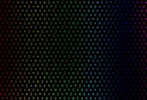 Dark multicolor, rainbow vector pattern with symbol of cards.