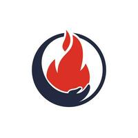 Fire care vector logo design concept. Hand and fire icon logo design.