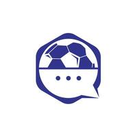 diseño de logotipo vectorial de charla de fútbol. concepto de diseño de logotipo vectorial de chat deportivo. vector
