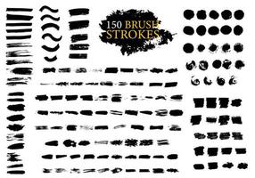 Brush strokes text boxes. Vector paintbrush set. Grunge design elements. Dirty texture banners. Ink splatters. Vector Illustration.